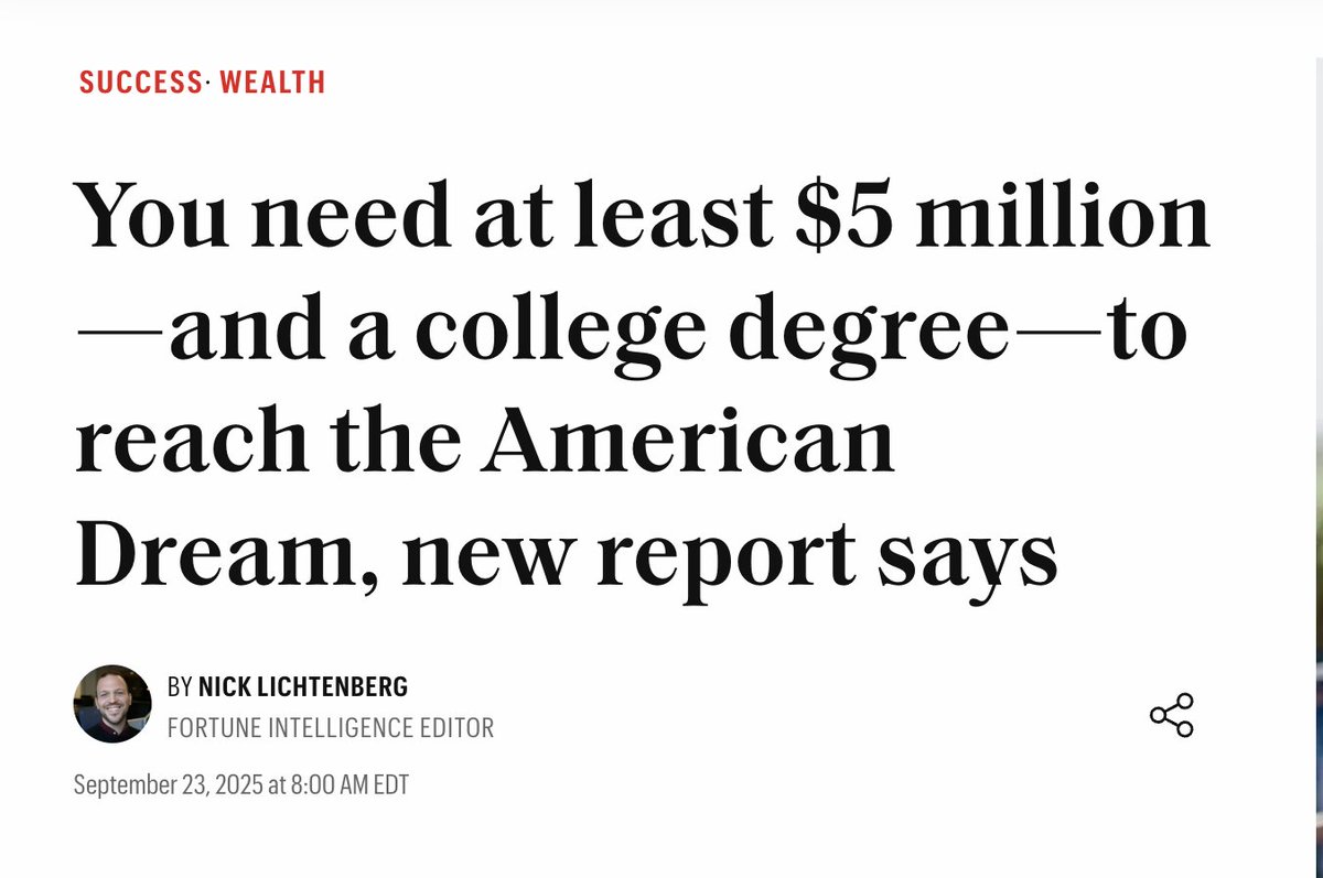 The American Dream now requires $5 million in lifetime earnings.

Unless you live in NYC or San Francisco. Then it’s $5 million and 2 roommates.