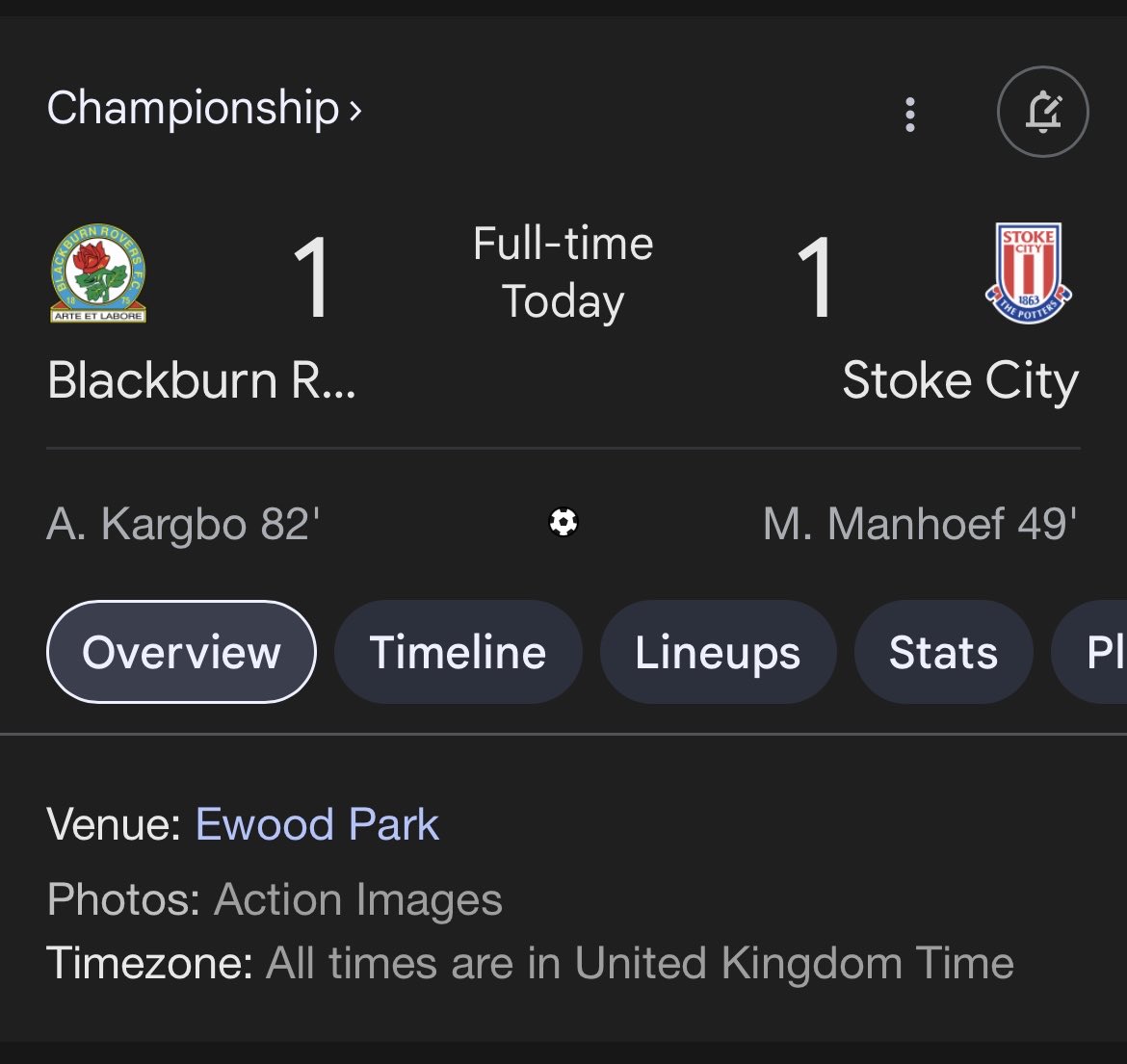 And it finishes 1-0 Stoke after 80 minutes at Ewood Park!  #itfc