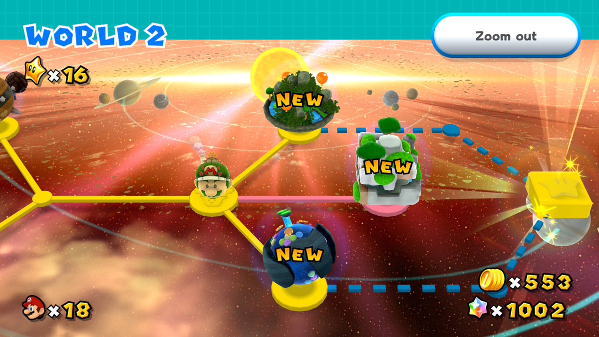 MetroidMike64's tweet photo. What I love about Galaxy 2 is that it removes the main hub Observatory and replaces it with a proper World Map. All courses feel organized. https://t.co/exeJwPN14E