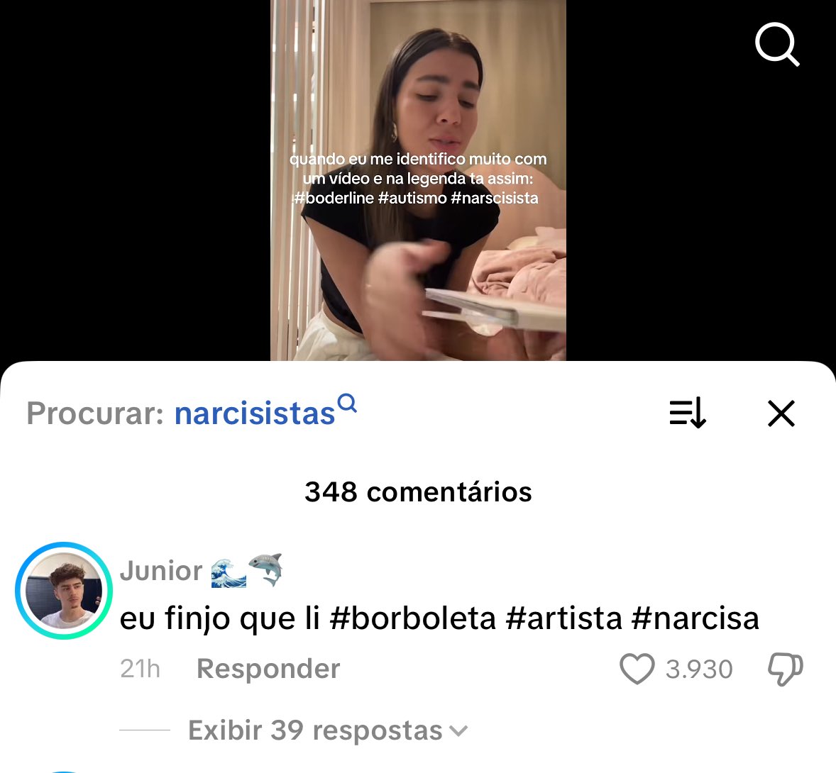 Esse povo precisa urgentemente sair do Tik Tok ou ent tomar vergonha na cara viu, é tão prejudicial consumir conteúdo de transtornos em rede social