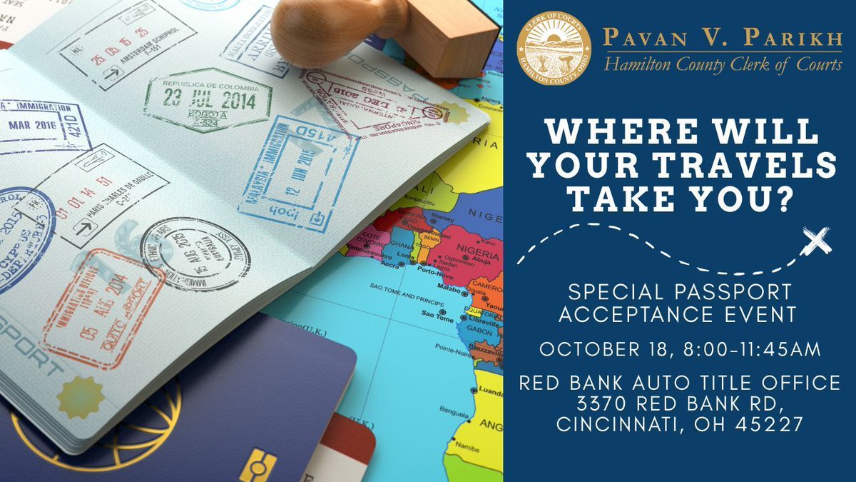 📅 2 weeks until Passport Acceptance Fair!
📍 Red Bank Auto Title Office
🕗 Sat, 10/18 | 8–11:45AM
✅ Apply + photo, no appointment needed
ℹ️ For info on fees and more: courtclerk.org/titles-passpor…