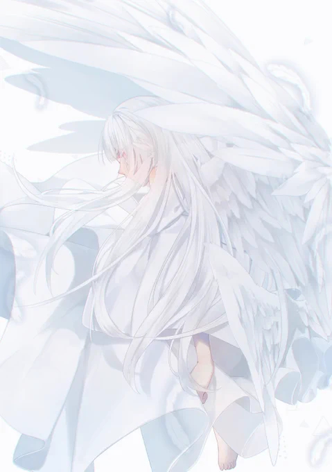 天使の日なので私が過去に描いた 透明感強めすぎて今にも消えそうな天使を見て欲しい。、