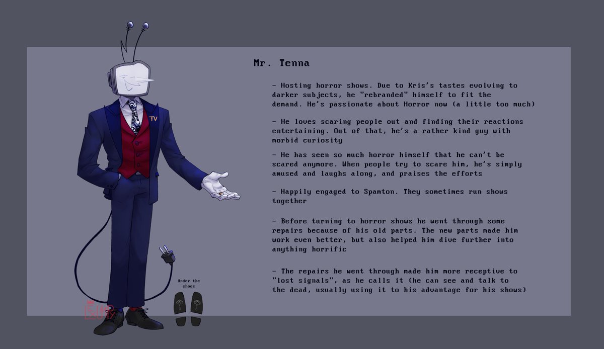 Lexumpy's tweet image. Finally, some sort of ref for these two idiots 🙄
#tenna #DeltaruneAU #spamtenna #spamton #horrorshowAU