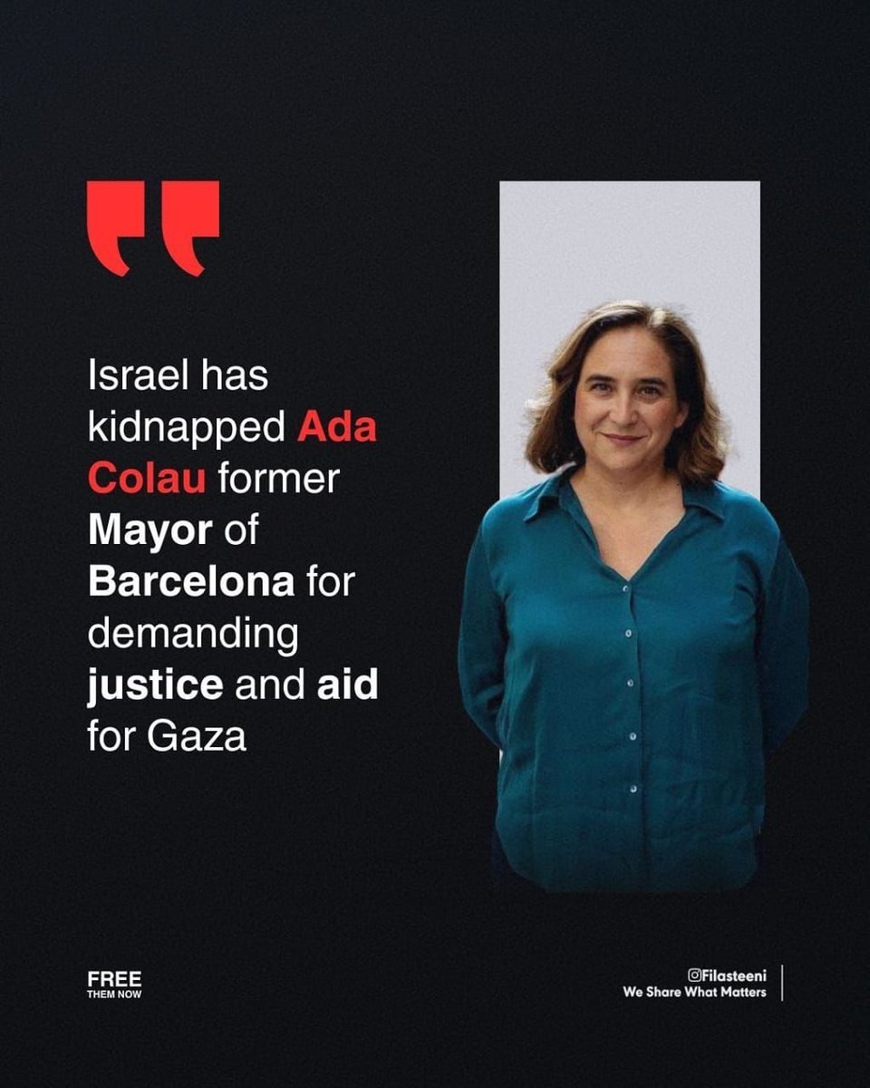OunkaOnX's tweet photo. Israel has kidnapped Ada Colau former Mayor of Barcelona for demanding justice and aid for Gaza

Filasteeni (IG) https://t.co/8YS3CLBx9Y