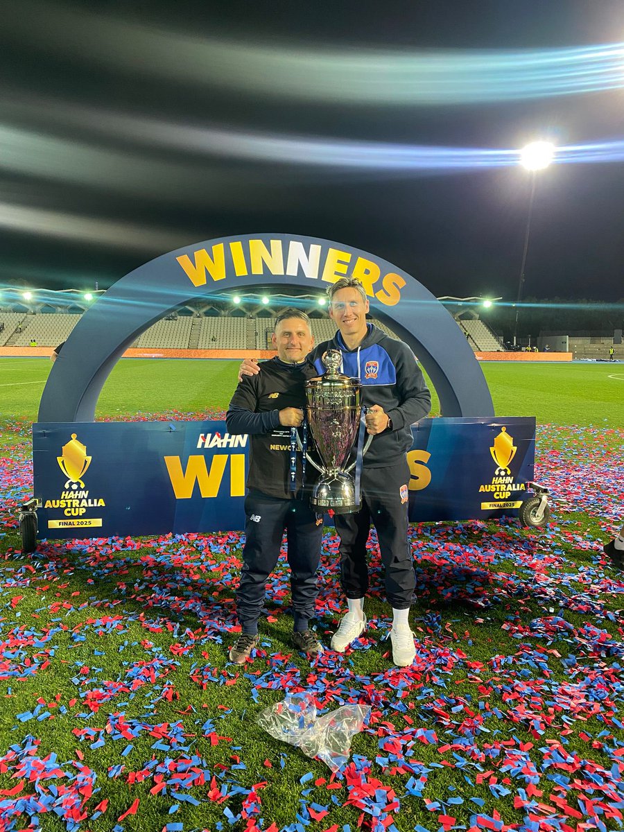 Congratulations to our two legends and family members <a href="/Nickstav14/">Nick Stavroulakis</a> <a href="/mdmills05/">mark milligan</a> . Delivered the club and city a trophy after 17 years without. Only been in the job for 3 months. The first of many stories to tell. Well done boys.Australian cup champions <a href="/FootballAUS/">Football Australia</a> <a href="/NewcastleJetsFC/">NEWCASTLE JETS FC ✈️</a>