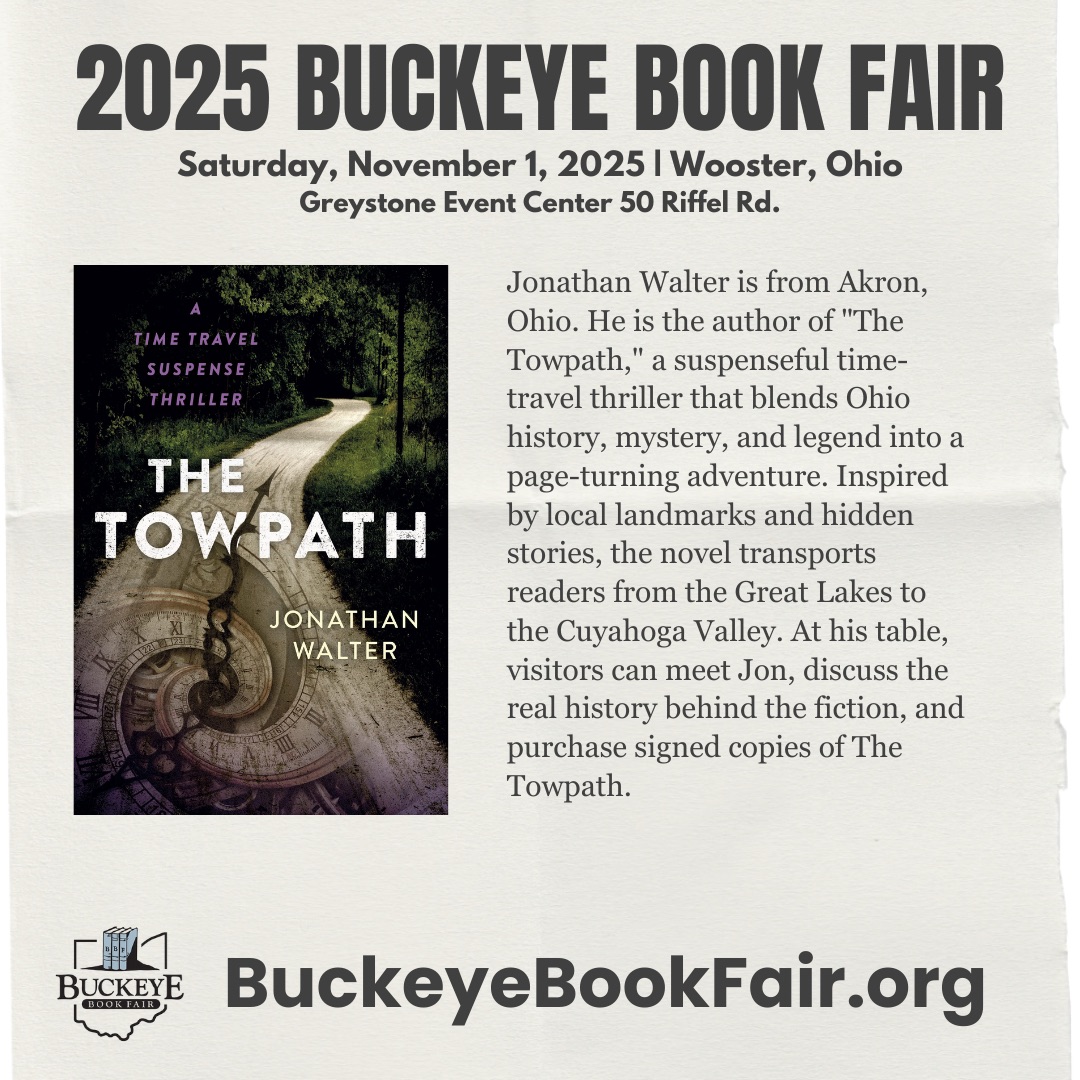 Attn: Ohioans! I'm excited to join 100+ talented Ohio authors at the 2025 <a href="/BuckeyeBookFair/">Buckeye Book Fair</a>  in Wooster! 📚

I’ll be signing "The Towpath" and talking all things time, mystery, and Ohio history.

📅 Nov 1 | 🏛️ Greystone Event Center

#BuckeyeBookFair #OhioAuthors #Ohio #authors