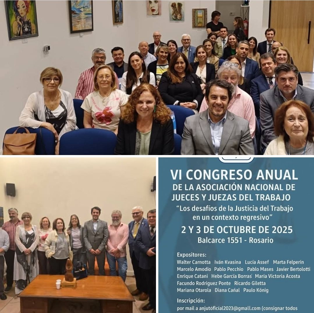 PauloKonig's tweet photo. Muy buen Congreso de la Asociación Nacional de Jueces y Juezas del Trabajo, que se celebró en Rosario los días 2 y 3 de octubre. 
¿Sobre qué expusimos y aprendimos? El título lo dice todo: "Los Desafíos de la Justicia del Trabajo en un contexto regresivo". https://t.co/1SlzxXeezJ