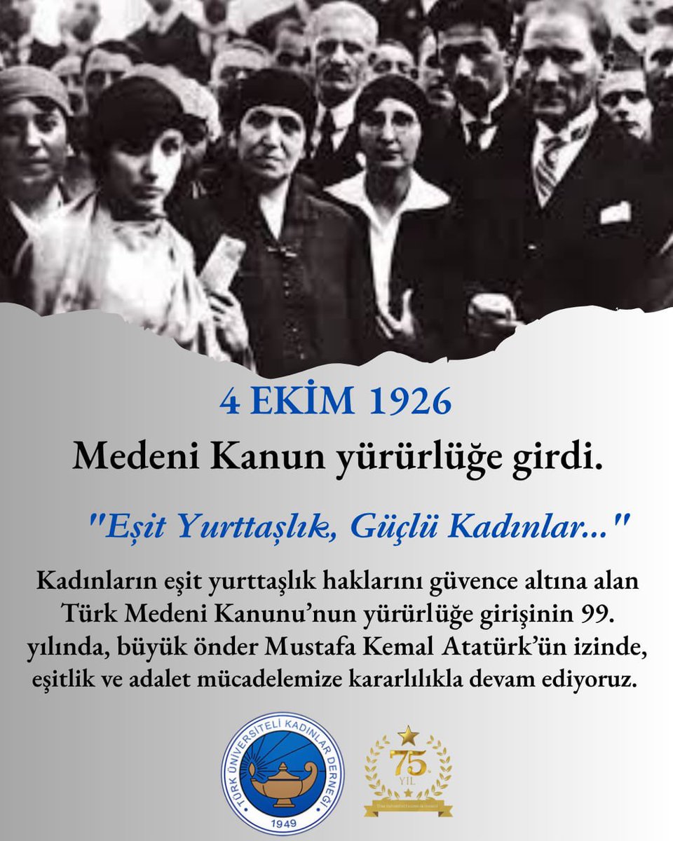 Türk Medeni Kanunu’nun 99.  yılı kutlu olsun… #tükd #MedeniKanun