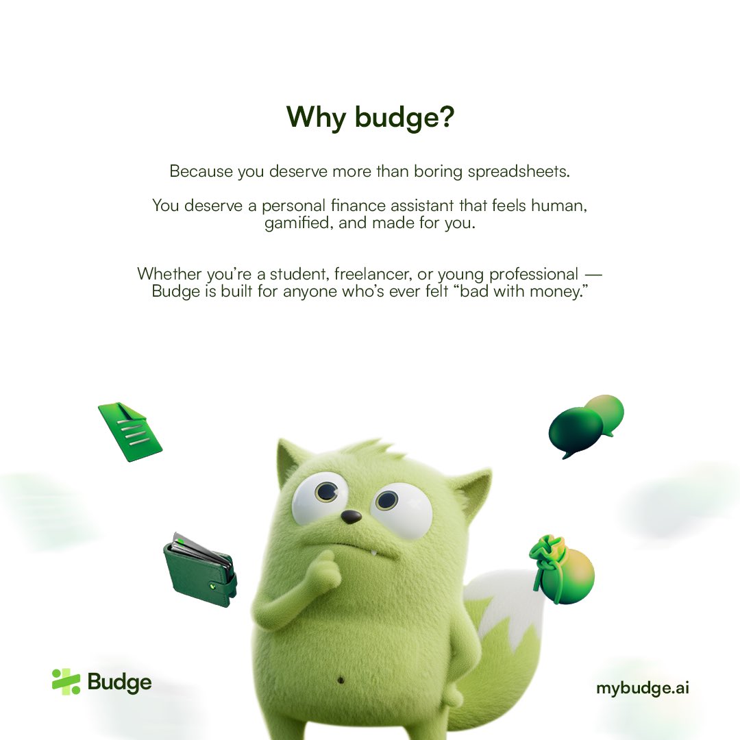 MyBudgeAI's tweet photo. 🚀 We’re Live!
Meet Budge — your finance buddy. 

No more boring spreadsheets. No more guesswork. Just a simple, friendly way to take control of your money.

🌱 With Budge you can:
💬 Chat to log expenses
🎯 Get smart nudges to stay on track
🏆 Watch your progress grow
#budge https://t.co/9kr6JQm6oJ