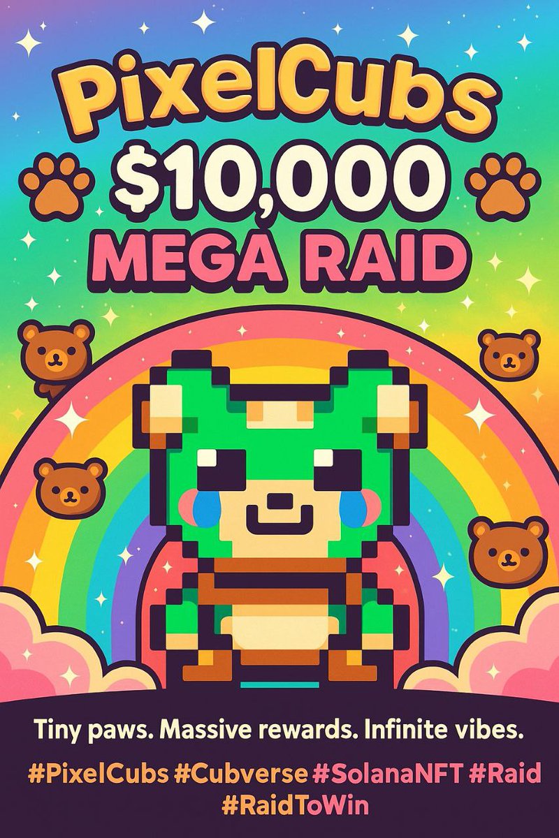 Faithchain76891's tweet photo. ๐๐พ PixelCubs $10K MEGA RAID! ๐พ๐
Oct 4โNov 4 | $10K + NFTs ๐
โก Raid, meme & spread vibes โ earn points & climb the board!
๐ข Winners live in TG AMA ๐๏ธ
Join the #CubArmy ๐ปโจ
๐ https://t.co/hSZsBUQlo6
#PixelCubs #Cubverse #SolanaNFT #RaidToWin #giveaway https://t.co/gjNYE530Vf