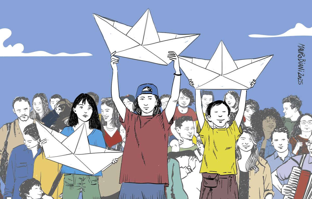 #scioperogeneraleperGaza #GlobalSumudFlotilla 
Manifesta azione.
Non è cronaca, è #Storia. La forza della #nonviolenza.
Oggi per <a href="/repubblica/">Repubblica</a>