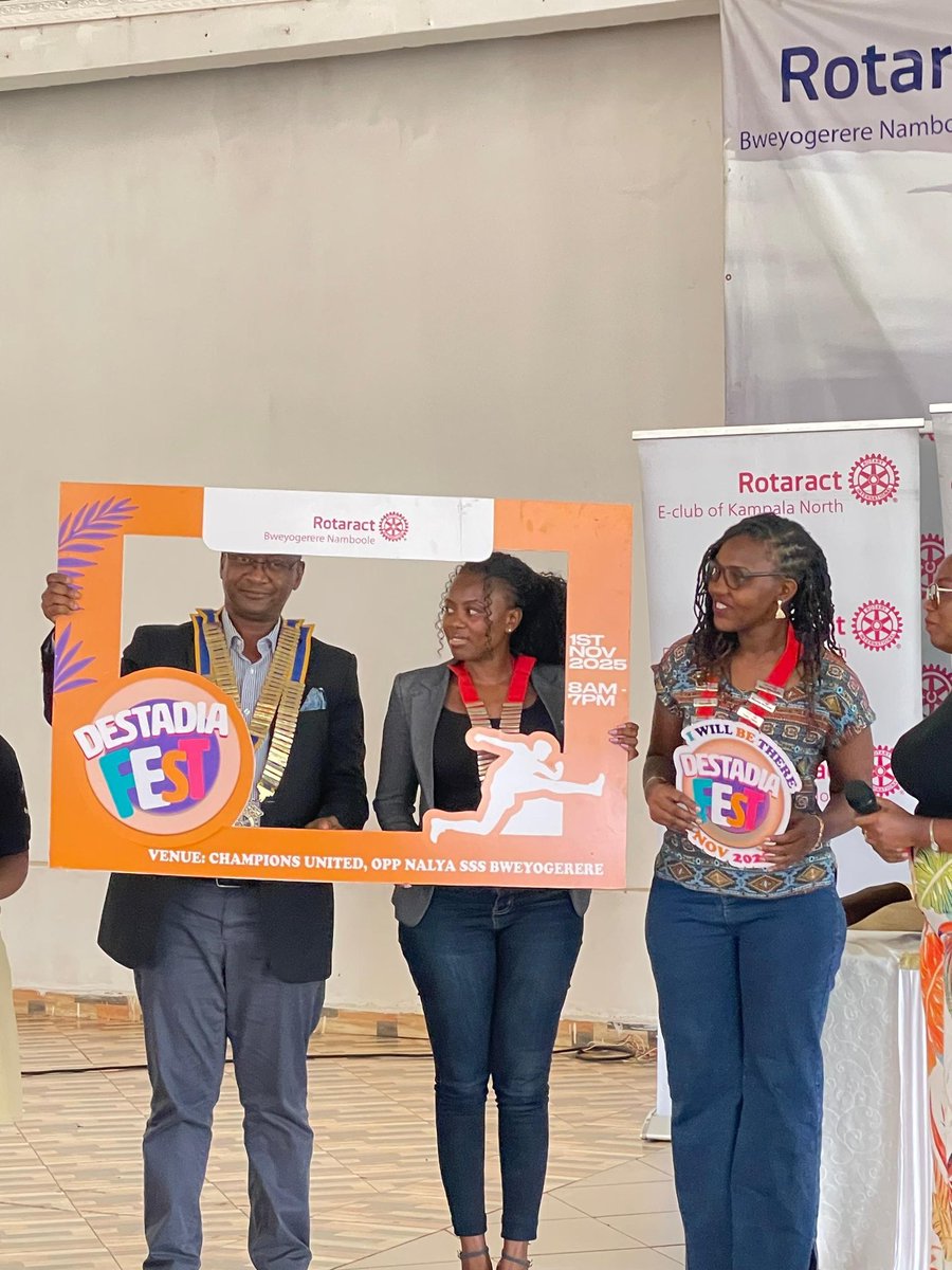 Destadia's tweet image. Exciting news🎊Destadia Fest has officially been launched at the DG's Visit to Rotaractors. Join us on November 1st, 2025, and support a great cause, funds raised will go towards our Deserving Hope project in Lwankoni. Get your tickets now for just 10k UGX. 

#RotaryEyamba