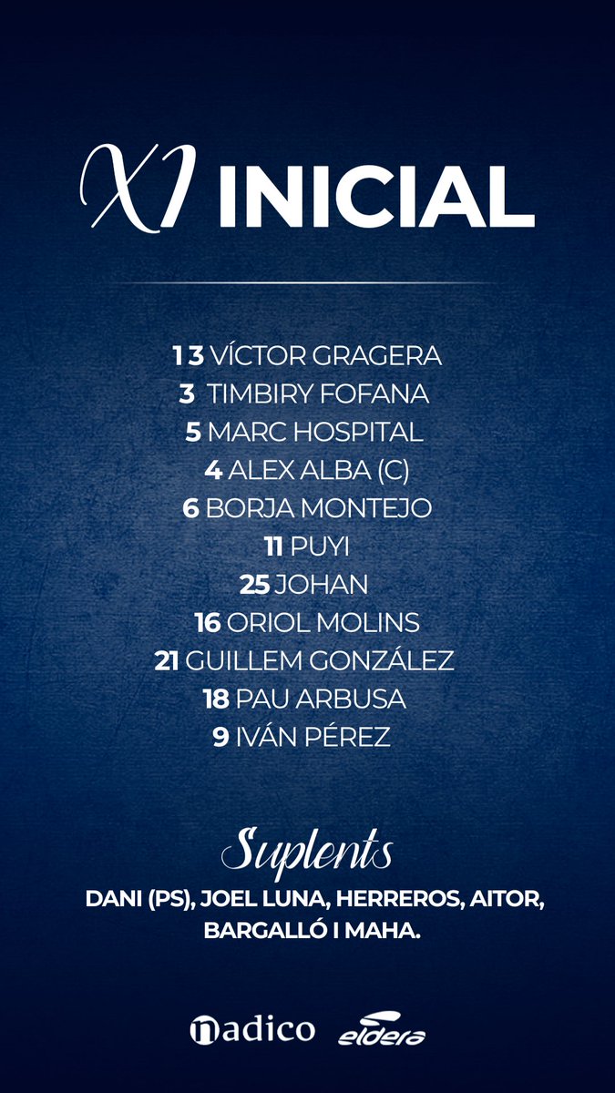 Ja tenim 11 inicial a Sant Jaume! 

Aquests són els jugadors que sortiran d’inici! 

Som-hi Esport Club Granollers 💪⚪️🔵