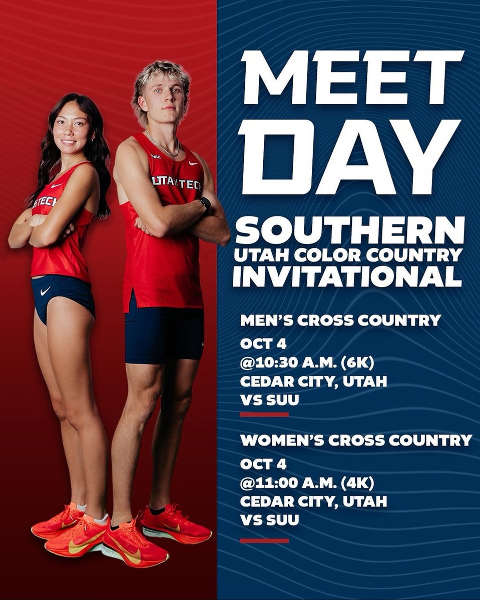 MEET DAY‼️

🆚 SUU Color Country Invitational
📍 Cedar City, Utah
📊 shorturl.at/pXcr3

#UtahTechBlazers 🦬 | #WACxc