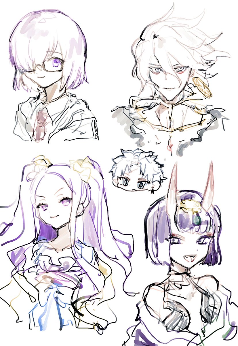 リク雑描き集　マシュ・カルナ・酒呑童子・武則天　あとちいこ平助
#FGO