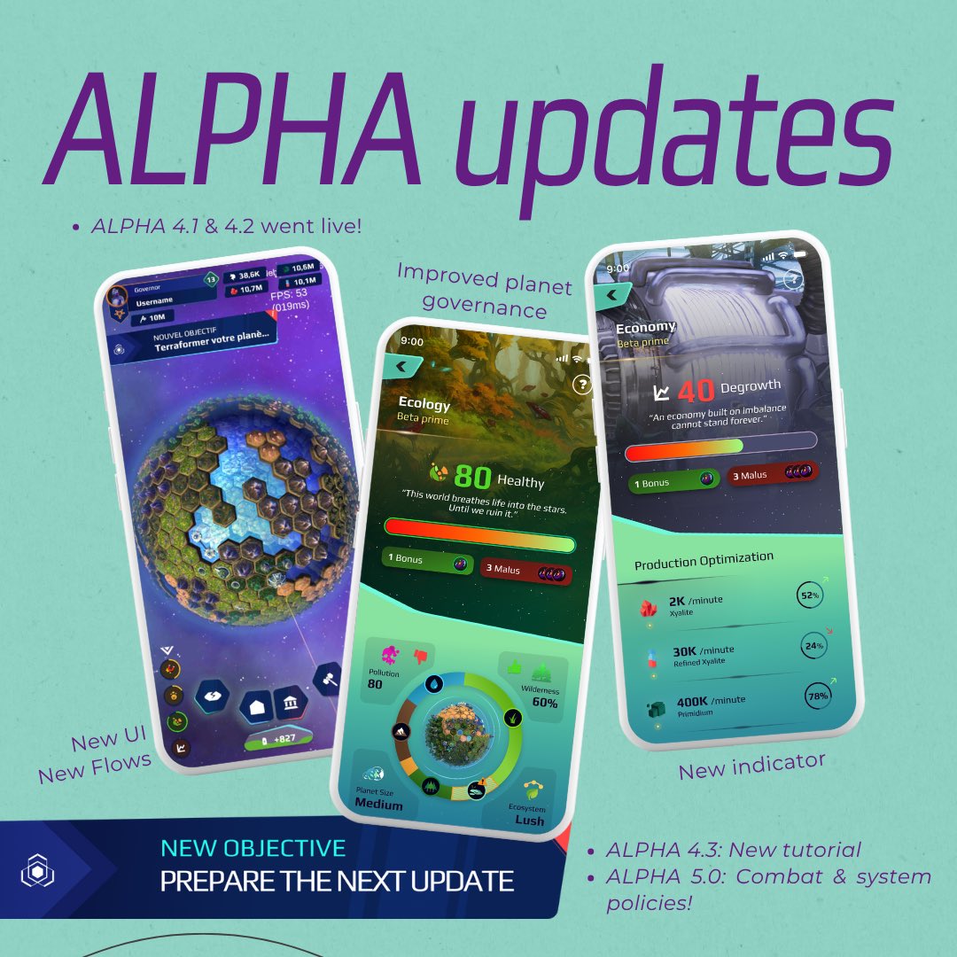 #monthlyupdates [1/2]
The end of the summer has been quite intense, with two updates on the playstore. 
Have you played the latest version? Any thoughts about the new planet governance features? 
#screenshotsaturday #scifigame #mobilestrategygame
