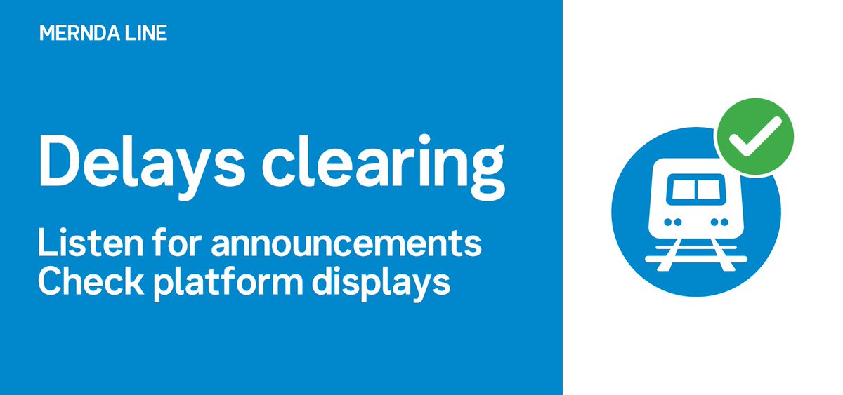 ✅Mernda Line: Delays Clearing - after a police request in the Reservoir area.

-Trains may terminate/originate at intermediate stations.

Check information displays and listen for announcements as services may be altered at short notice.