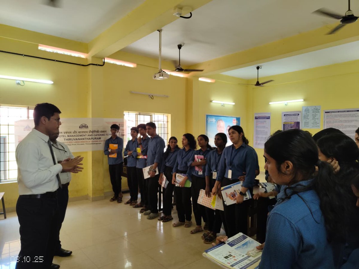Faculty and students of IHMCT Thiruvananthapuram participated in Mini DISHA – Cherthala (Oct 3–4), interacting with higher secondary students and guiding them on career opportunities in hospitality. 🌟