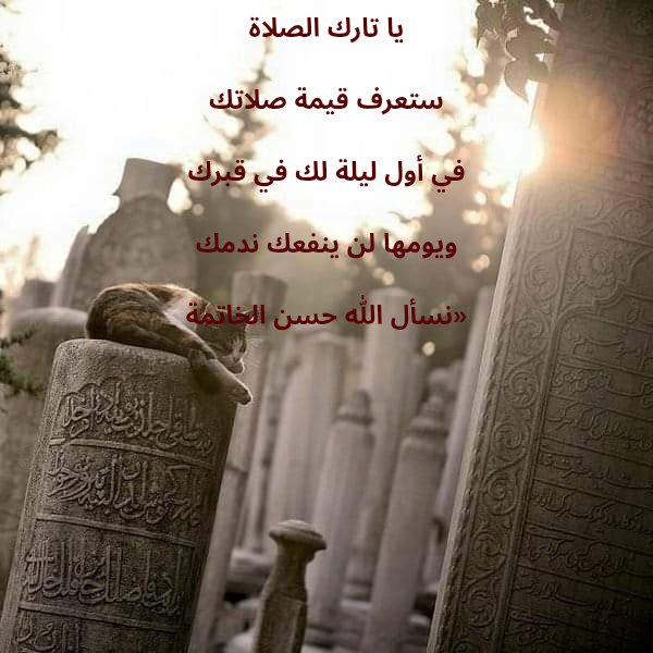 Ey namazı bırakan kimse!
Bil ki, namazının kıymetini
kabre girdiğin ilk gece anlayacaksın.
O gün pişmanlık fayda vermeyecek.
Allah’tan, hüsn-i hâtime (güzel bir son) niyaz ederiz.