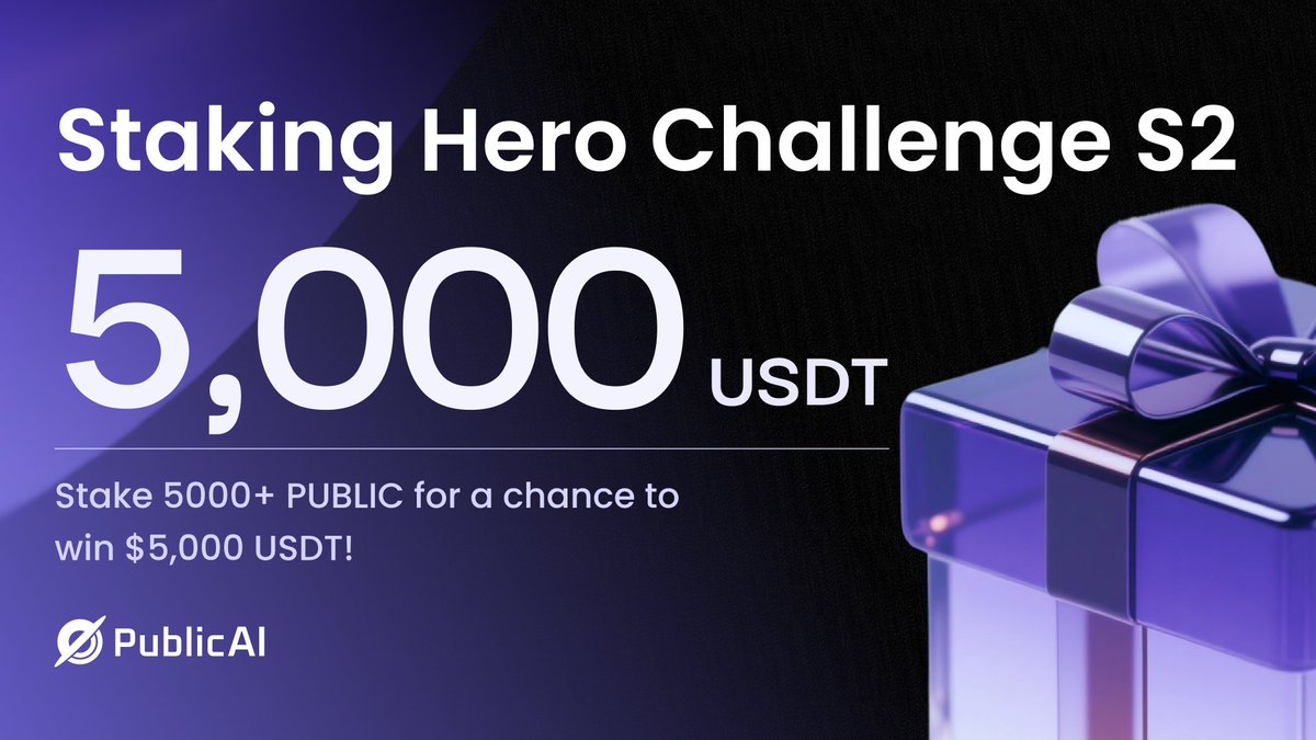 Only 4 days left in Staking Hero Challenge S2!

Stake 5K $PUBLIC → earn daily tickets 🎟️
At the end: 1 hero wins $5,000 USDT 🏆
Don’t wait — every day staked = more chances.

👉 token.publicai.io/stake
