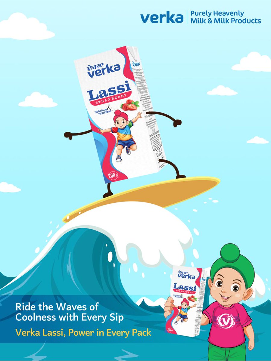 Verka_Coop's tweet photo. Riding the wave of flavour and cool! 🌊 Grab a Verka Lassi and power up your day
#VerkaLassi #PowerInEveryPack #RideTheWave #CoolnessInASip #strawberrylassi https://t.co/bJaEg2wjem