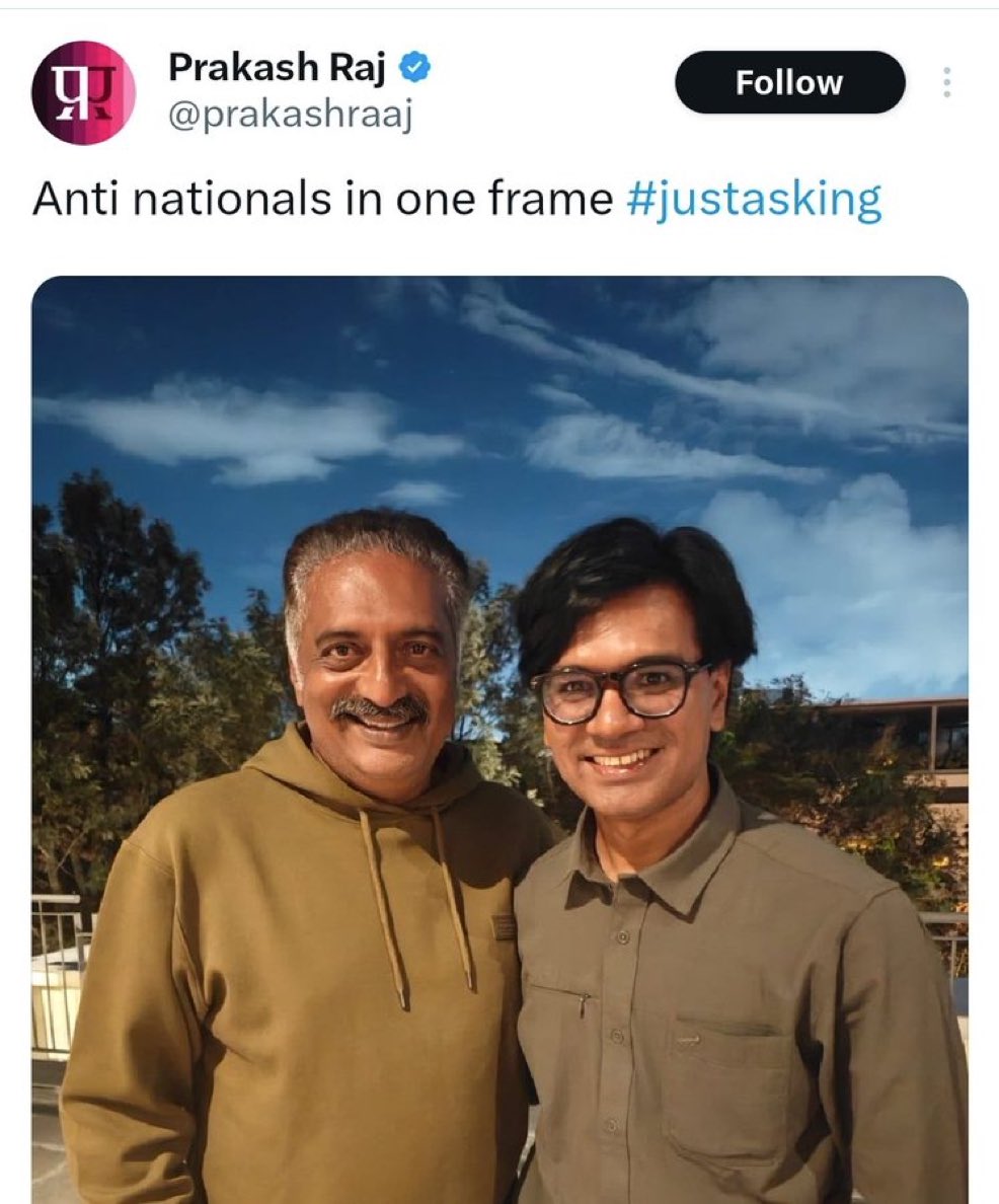 GudumbaSatti's tweet image. For the first time ever, I agree with Prakash Raj.