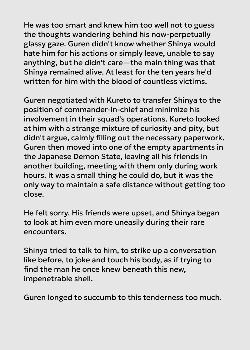 PersonalSadist's tweet photo. What if the last OnS chapter was written as a novel or Guren's character study #gureshin

4/11 https://t.co/0Gc4oYwwhI