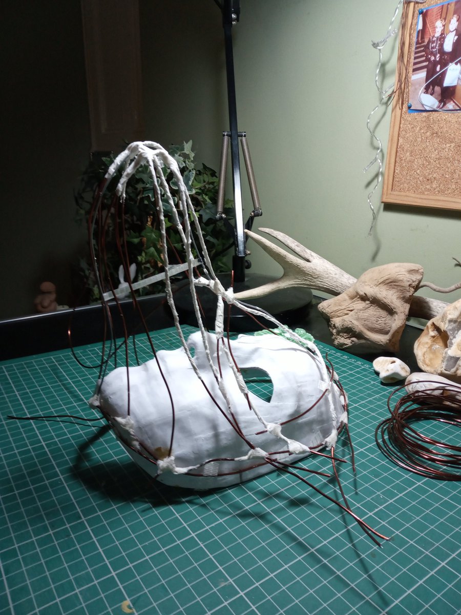 Easily the most complex mask I've worked on! So many false starts but at long last she is starting to slowly awaken. She's a serious challenge but I'm enjoying all the ups &amp; downs as I'm learning so much! 🦊