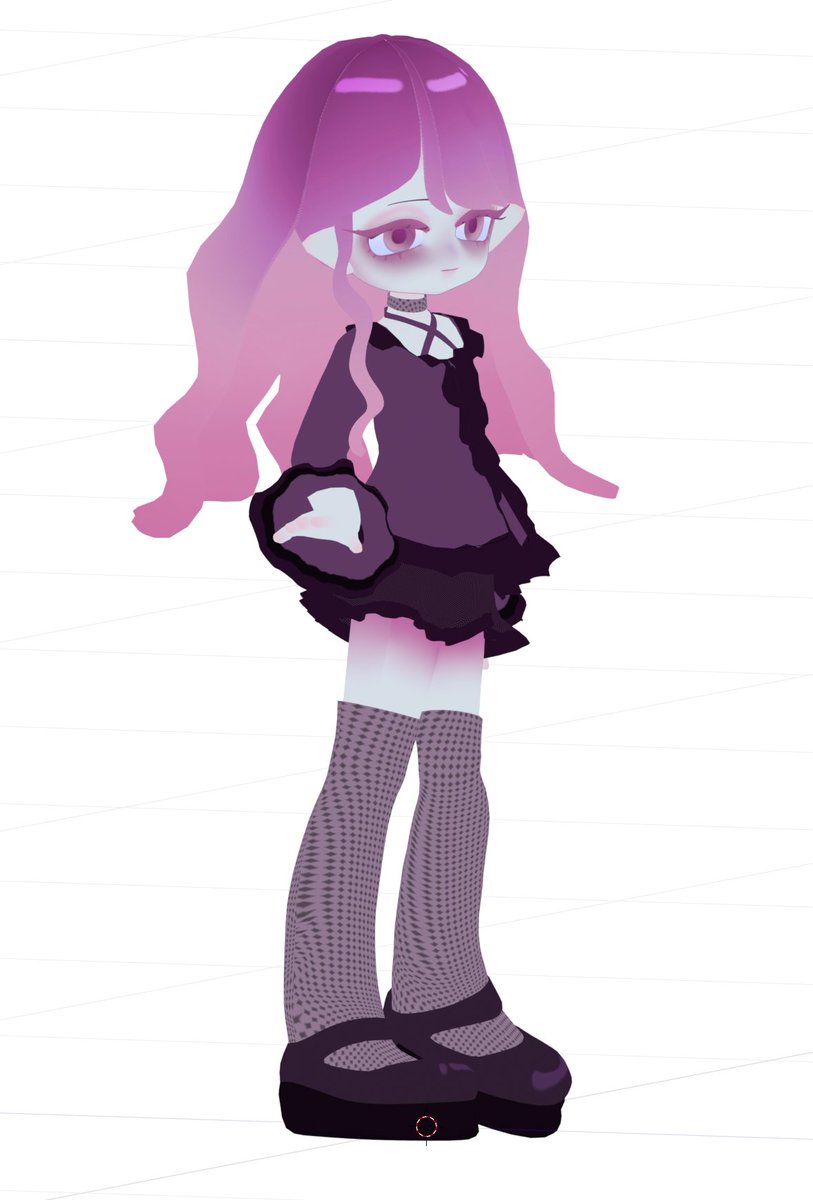 necoro_kke's tweet image. キャラモデ習作ちゃんテクスチャ塗り途中　伸びちゃうからニーハイは模様系やめよかな　#b3d #blender