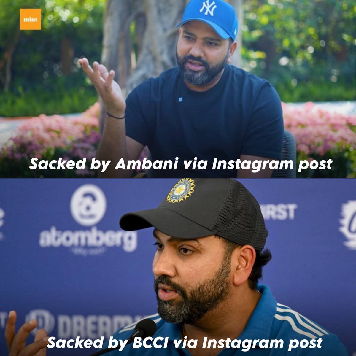 BluntIndianGal's tweet photo. Karma hit so hard that Rohit Sharma didn’t even get a phone call😭 https://t.co/fzIHzZcPIV