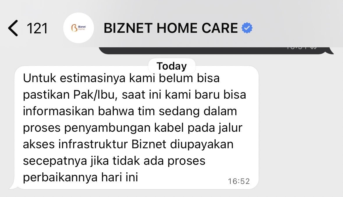 CarterCowboy979's tweet photo. @BiznetHome bisa bisanya kalian gak tau estimasi perbaikan? https://t.co/ifAnz4mZ0p