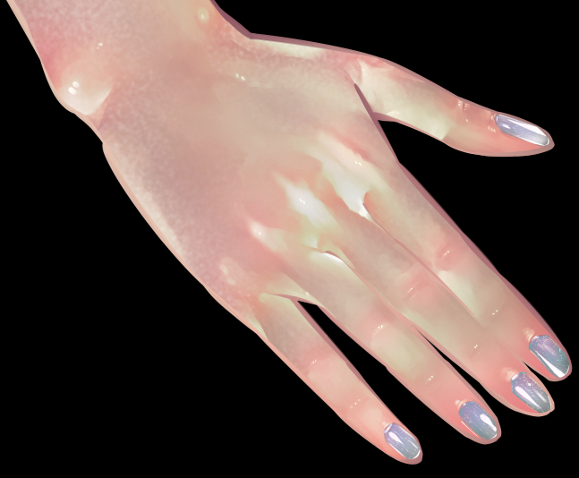 ← アップで見るといい色(サムネだと映えない)
→ サムネで見るといい色(肌が水色 指先オレンジ) 