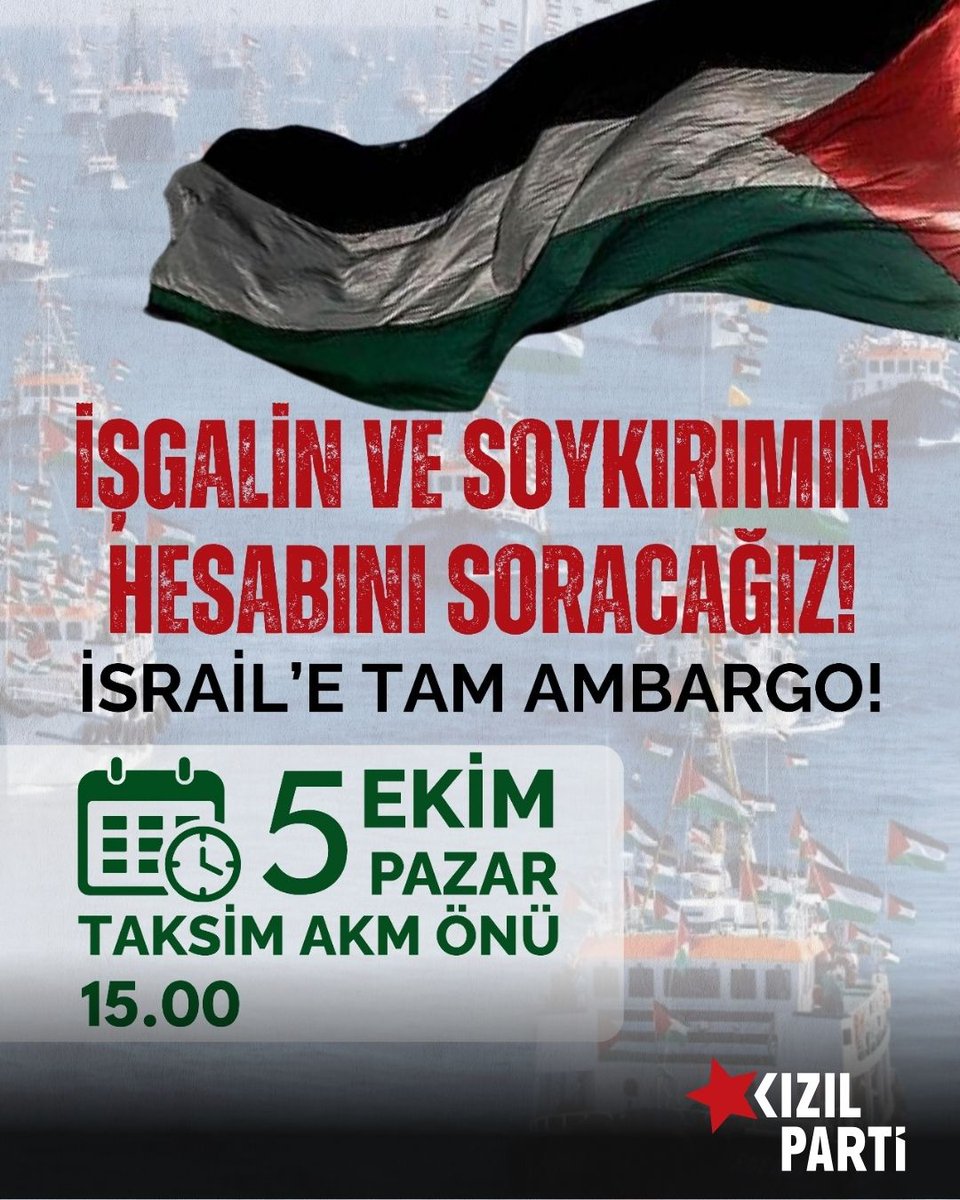 İşgalin ve soykırımın karşısında, Filistin halkının yanındayız!

7 Ekim'in ikinci yılında, Gazze'ye insani yardımı engelleyen İsrail ablukasına son verilmesi ve İsrail'e tam ambargo uygulanması talebiyle Taksim AKM'den Dolmabahçe'ye yürüyoruz.

İşgalin ve soykırımın hesabını