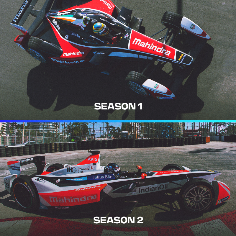 FIAFormulaE's tweet photo. Looking back through the @MahindraRacing livery archives 😎