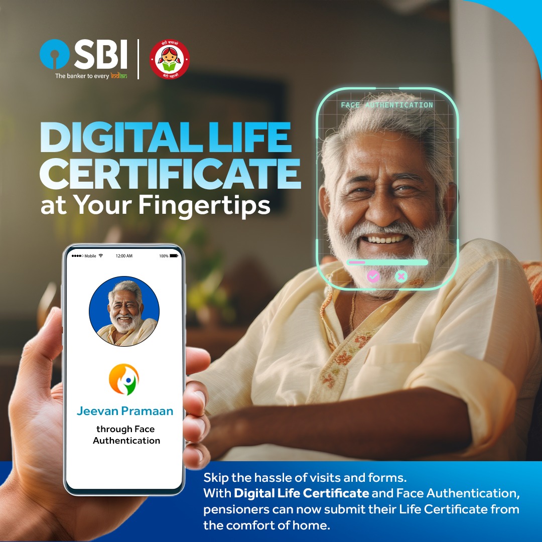 TheOfficialSBI's tweet photo. Life Certificate made easy.

Pensioners can now submit their certificate digitally anytime, anywhere with Digital Face Authentication through Jeevan Pramaan.  

To know more, Visit: https://t.co/NBmsxD2TbO

@DOPPW_India https://t.co/tnOVioz8BY