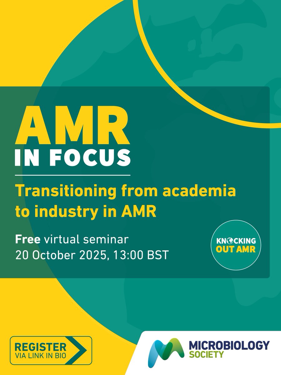 MicrobioSoc's tweet photo. Join us for the next webinar in AMR in Focus, 'Transitioning from academia to industry in AMR’ 🎓🥼 
Hosted by guest speaker Magdalena Karlikowska, this webinar focuses on the key questions surrounding navigating the transition into industry. Sign up: https://t.co/DoE1C8qhz3 https://t.co/J03PcIqjGa