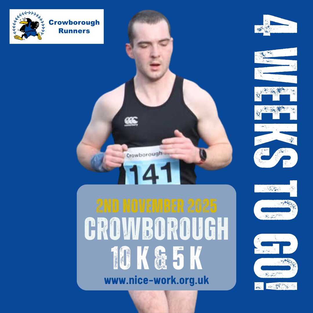 Crowborough 10k &amp; 5k is on Sun 2 Nov...part of the Sussex Grand Prix!

🏃‍♀️ Hills included
🙌 Marshals louder than your playlist
🍰 Homemade cake table = refuelling strategy

Come for the run. Stay for the cake.
#Crowborough10k #SussexGrandPrix #RunForCake #CrowboroughRunners