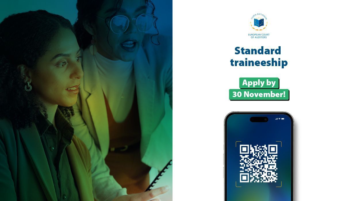 EUauditors's tweet photo. β¨ Ready to gain hands-on experience in an #EUinstitution? π
Our standard #traineeship offers you the chance to work at @EUauditors in #Luxembourg. π±πΊ
π
Applications to our #traineeships are open until 30 November!
π Apply: https://t.co/YmgU9ChsqS https://t.co/phbnkGB2Nk