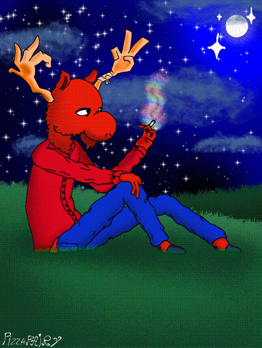 MEET THE CHARACTER:
🫎Moose McGoose🫎
-Moose McGoose (also known as Marley Thompson) is a very wise guy. When your down, he will always be there to cheer you up with his life advices.
#digitalart #night #arcade 
NORMAL_____________ARCADE