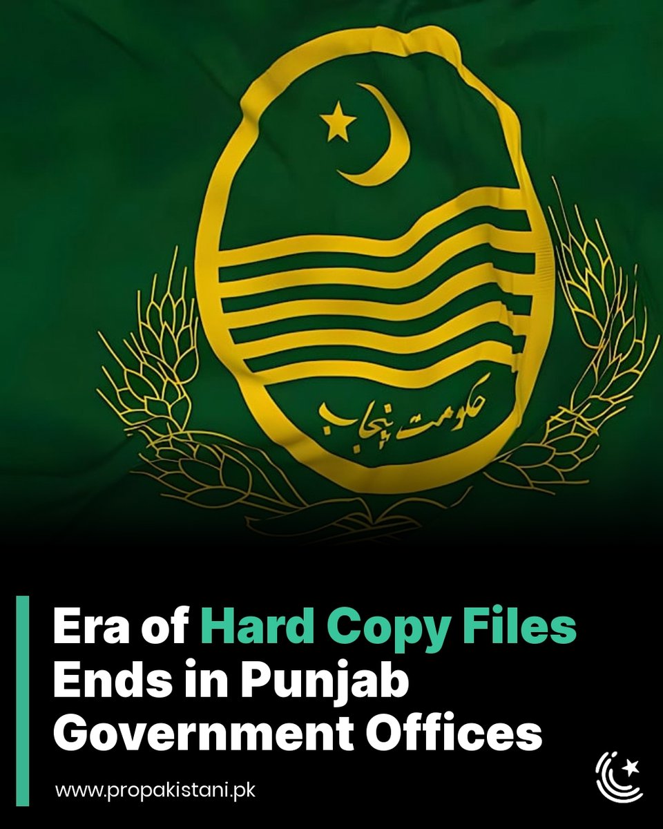 ProPakistaniPK's tweet photo. The Punjab government has fully digitized all official paperwork across the Civil Secretariat and its attached offices, marking the end of the traditional paper file
Read More: https://t.co/wAbqota2m1
#Punjab #govtoffice #paperwork #eFOAS https://t.co/bnrZj9pO00