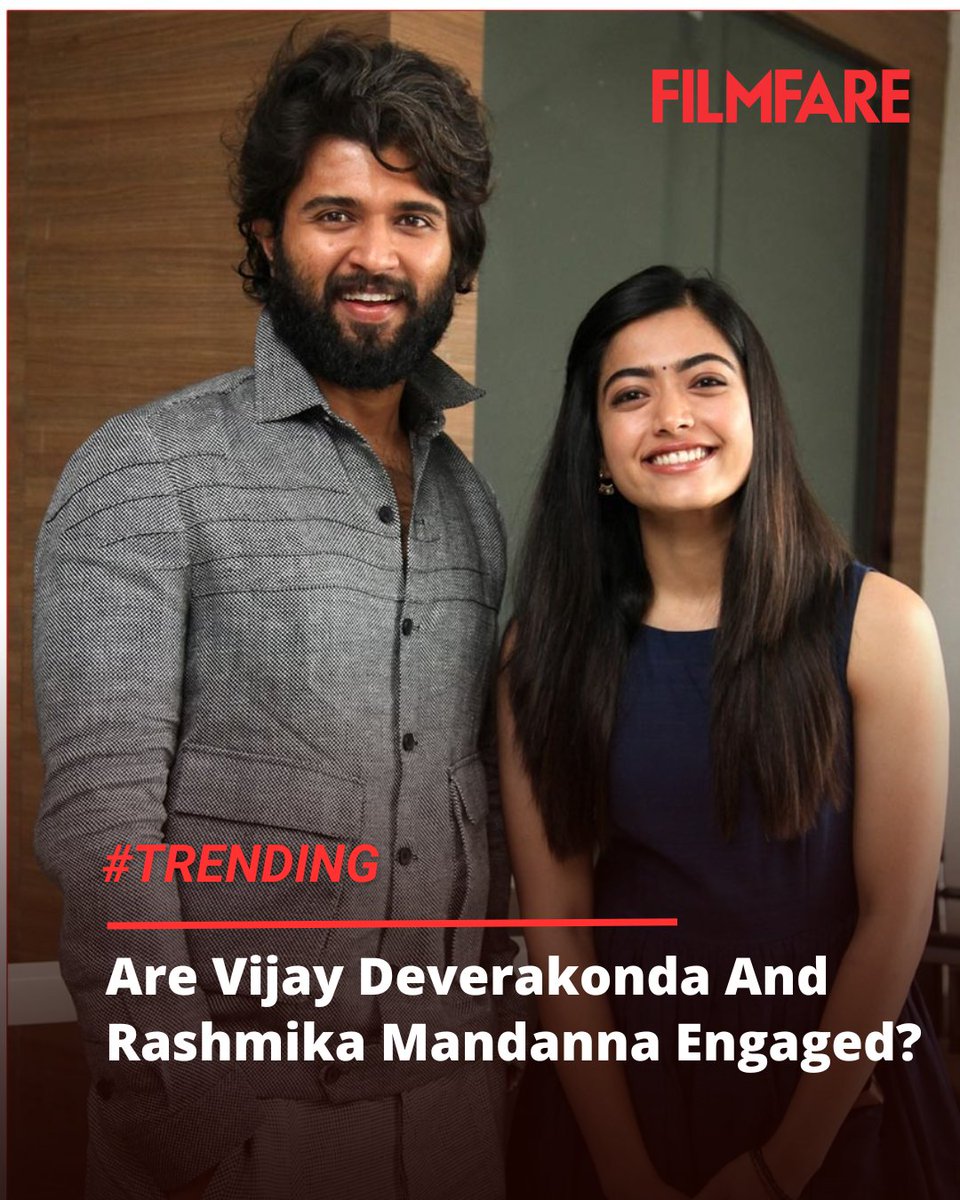 Tinsel town is buzzing with reports of #VijayDeverakonda and # RashmikaMandanna getting engaged in an intimate ceremony. According to  latest reports out on multiple news portals, Vijay and Rashmika's engagement  ceremony took place