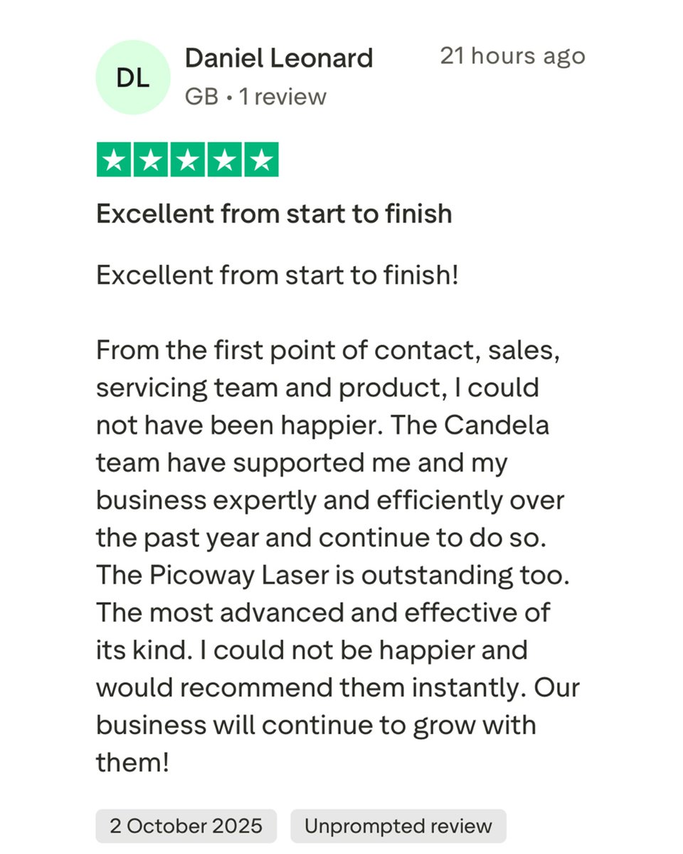 CandelaMedical1's tweet photo. ⭐️ "Excellent from start to finish!" ⭐️

We’re always grateful to receive feedback like this.
A huge thank you to Daniel Leonard of Zapp Laser Studio for sharing his experience and for trusting Candela to support his business with the PicoWay® laser.

#PicoWay #CustomerFeedback https://t.co/qaXlIfNUs2