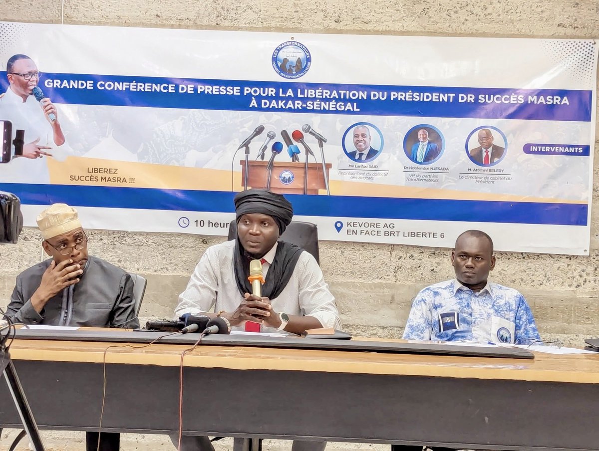 Dakar : Appel pour la libération de Succès Masra  !

Le collectif de défense du Dr. Succès Masra (ancien Premier ministre et leader des Transformateurs) a lancé un appel solennel depuis Dakar pour exiger sa libération immédiate et inconditionnelle.

Après plus de 140 jours de