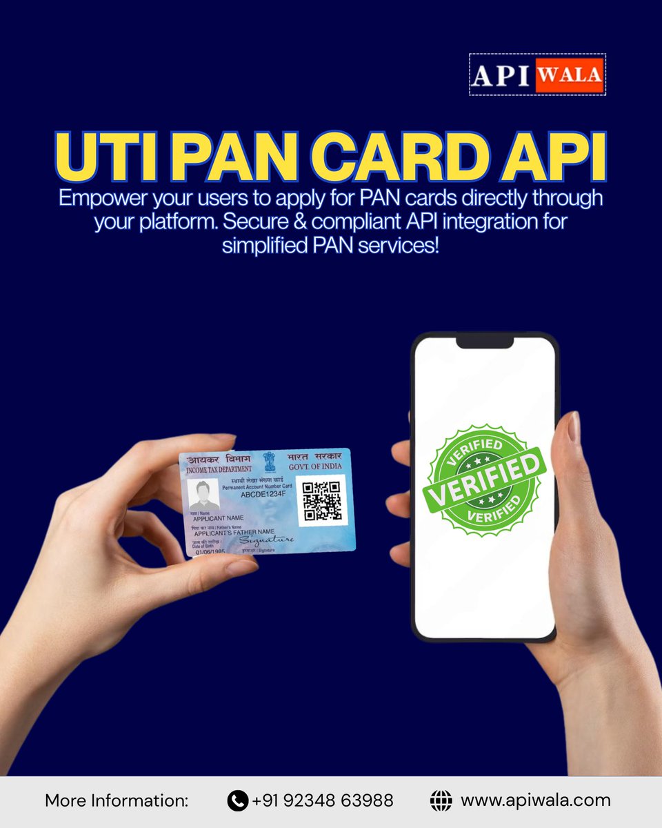 apiwala's tweet image. Experience quick and straightforward PAN verification with APIWala.Prevent fraud proactively with our instant, real-time PAN Verification API, simplifying KYC compliance. apiwala.com #PANVerificationAPI #KYCCompliance #BusinessAutomation #DigitalVerification