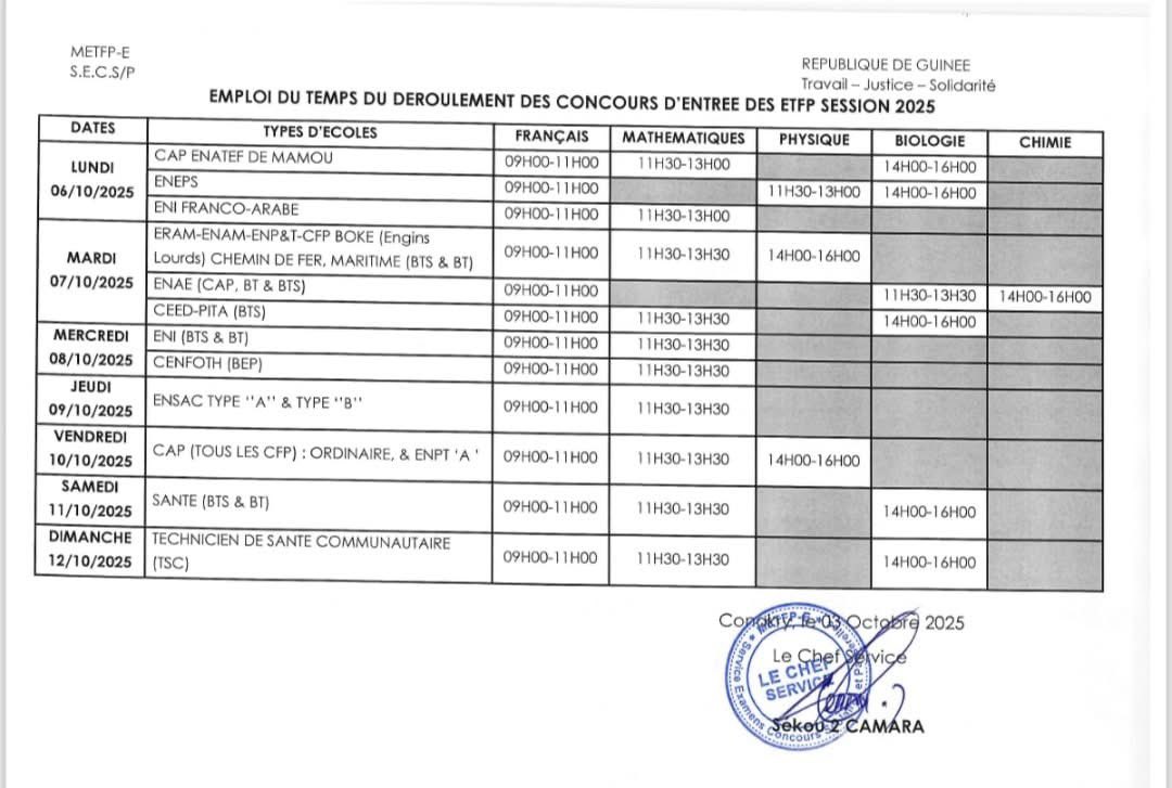 [𝐂𝐨𝐧𝐜𝐨𝐮𝐫𝐬 𝐝'𝐚𝐜𝐜𝐞̀𝐬 - 𝐄𝐄𝐓𝐅𝐏]

 📅 𝐄𝐦𝐩𝐥𝐨𝐢 𝐝𝐮 𝐭𝐞𝐦𝐩𝐬 𝐝𝐮 𝐜𝐨𝐧𝐜𝐨𝐮𝐫𝐬 𝐝’𝐚𝐜𝐜𝐞̀𝐬 𝐚𝐮𝐱 𝐄́𝐜𝐨𝐥𝐞𝐬 𝐓𝐞𝐜𝐡𝐧𝐢𝐪𝐮𝐞𝐬 𝐞𝐭 𝐏𝐫𝐨𝐟𝐞𝐬𝐬𝐢𝐨𝐧𝐧𝐞𝐥𝐥𝐞𝐬.

À lire ici...👇