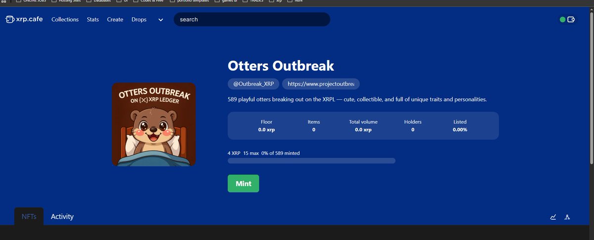 Outbreak_XRP's tweet photo. Grab you first otters now! 

mint is ongoing lets goooo!!!!! 

@xrpcafe https://t.co/wTrGZPTS2o