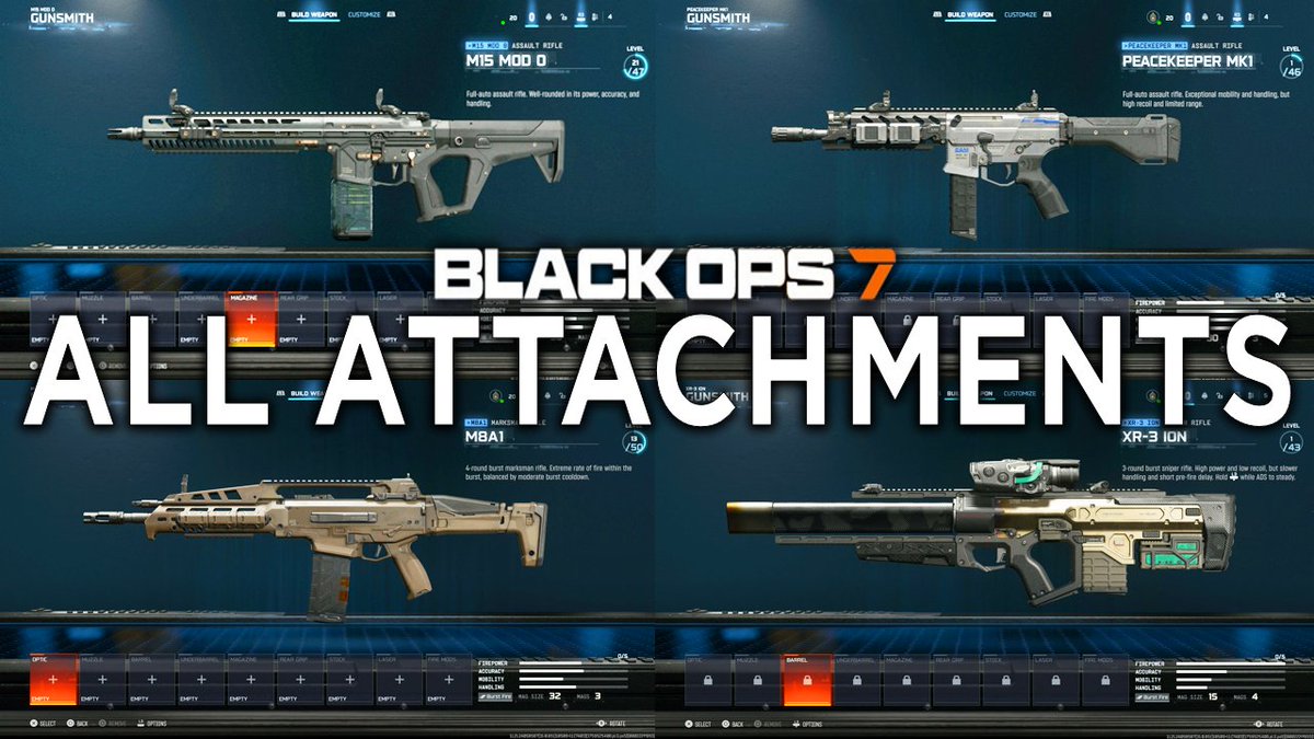 destroyerfied51's tweet photo. All Weapons Attachments in Black Ops 7 BETA Gunsmith Showcase (Part 1) #BlackOps7 #AllWeapons #Attachments #Showcase
https://t.co/BtGscaQMgn https://t.co/FAovY7zORx