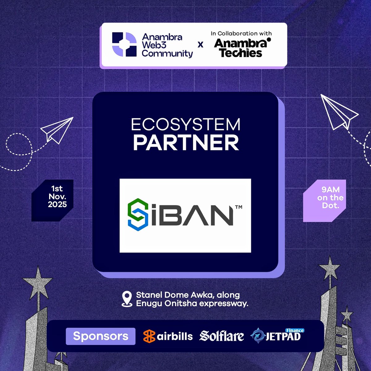 anambraweb3conf's tweet image. 🚨Big Announcement 🚨

We’re proud to announce that the Stakeholders in Blockchain Technology Association of Nigeria (SiBAN) is now an Ecosystem Partner for the Anambra Web3 Conference 2.0 🎉

📅 November 1st, 2025
📍 Stanel Dome, Awka
🎯 Theme: Limitless Possibilities

As…