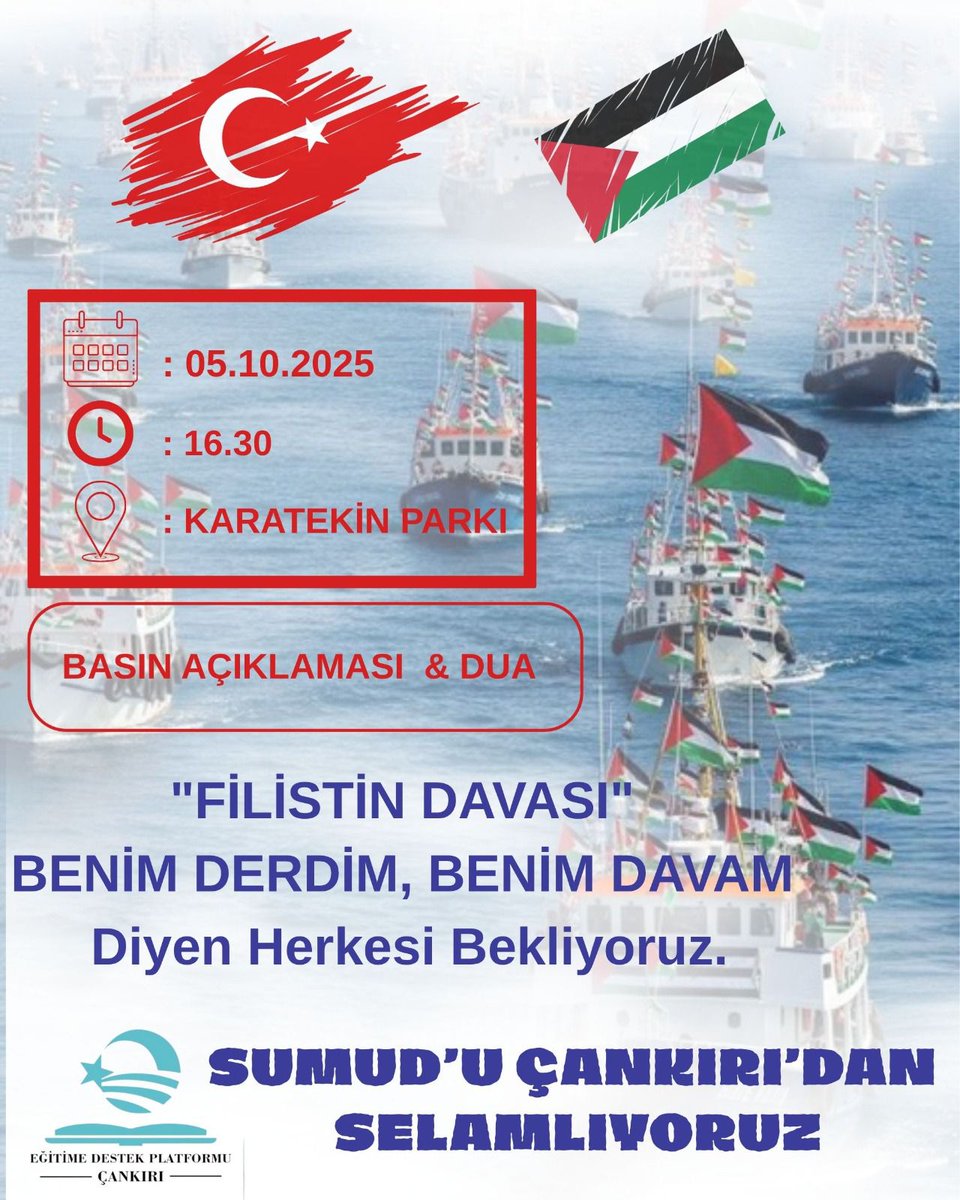 Derdini ve kaderini İslam ümmetinin derdi ve kaderiyle ortak hisseden herkesi basın açıklamamıza bekliyoruz. 
Nehirden denize özgür Filistin🇹🇷🇵🇸