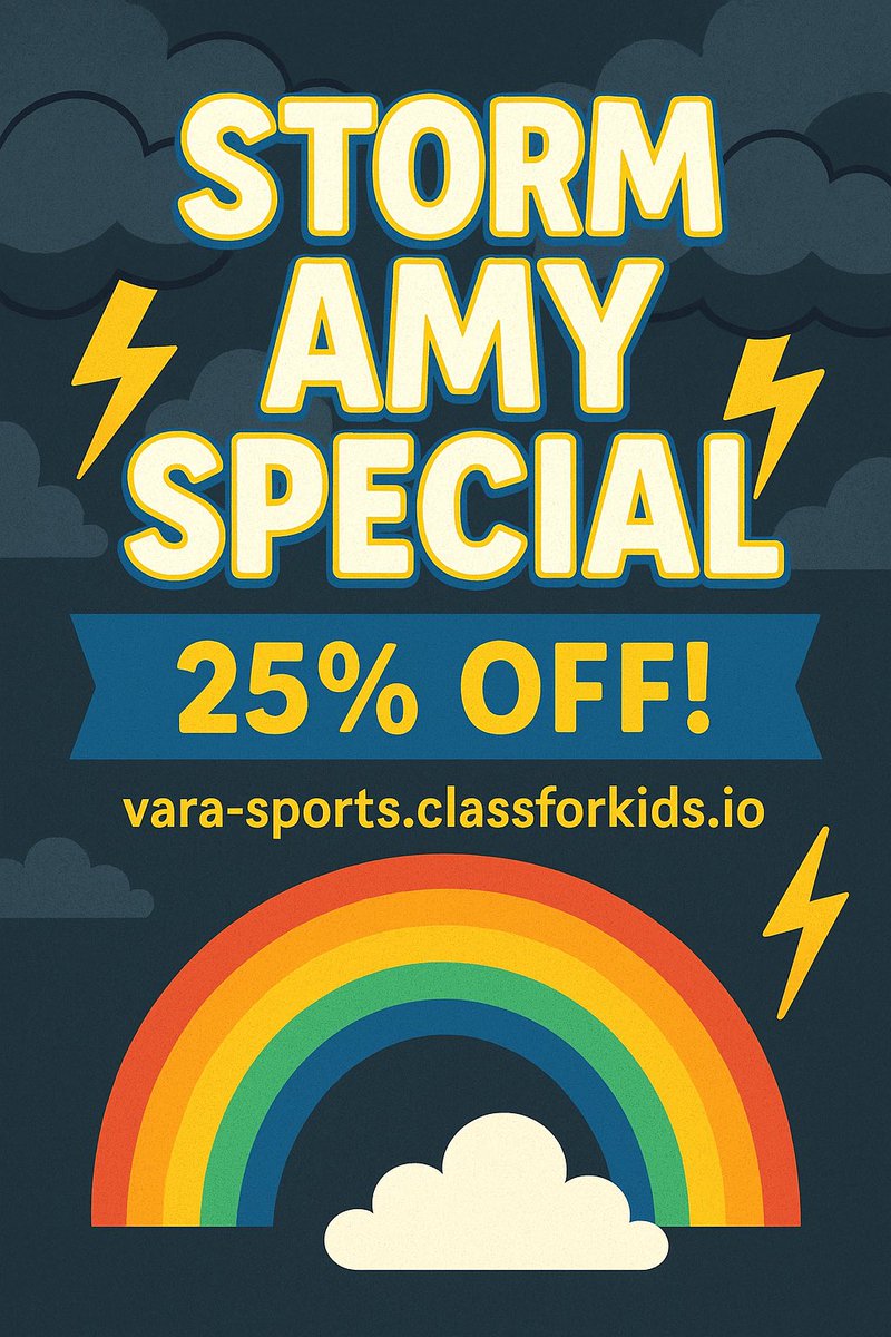 🌪️💥 STORM AMY SPECIAL – 25% OFF! 💥🌪️
Stuck inside with Storm Amy? We’re bringing sunshine ☀️ Save BIG on Sports Camps! 🎉

👉 25% OFF (Class4Kids only)
💻 vara-sports.classforkids.io
🎟️ Code: JLY341
⏰ Ends Sun midnight! 🌈⚡

#SportsCamp #KidsActivities #EllesmerePort #Wirral